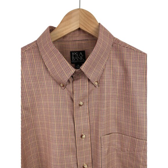 Jos. A. Bank Mens XL Button-Up Shirt Long Sleeve Multicolor Red Orange Black - Picture 2 of 8